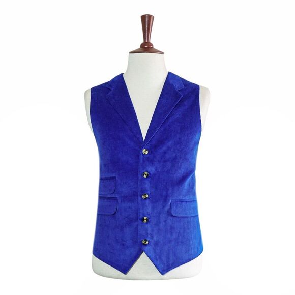 Chiragh Apparel Other - Mens 46R Royal Blue Corduroy Vest Waistcoat Formal Wedding Party Preppy Casual